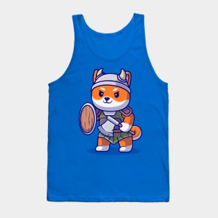 Cute Shiba Inu Dog Knight Viking Cartoon Tank Top